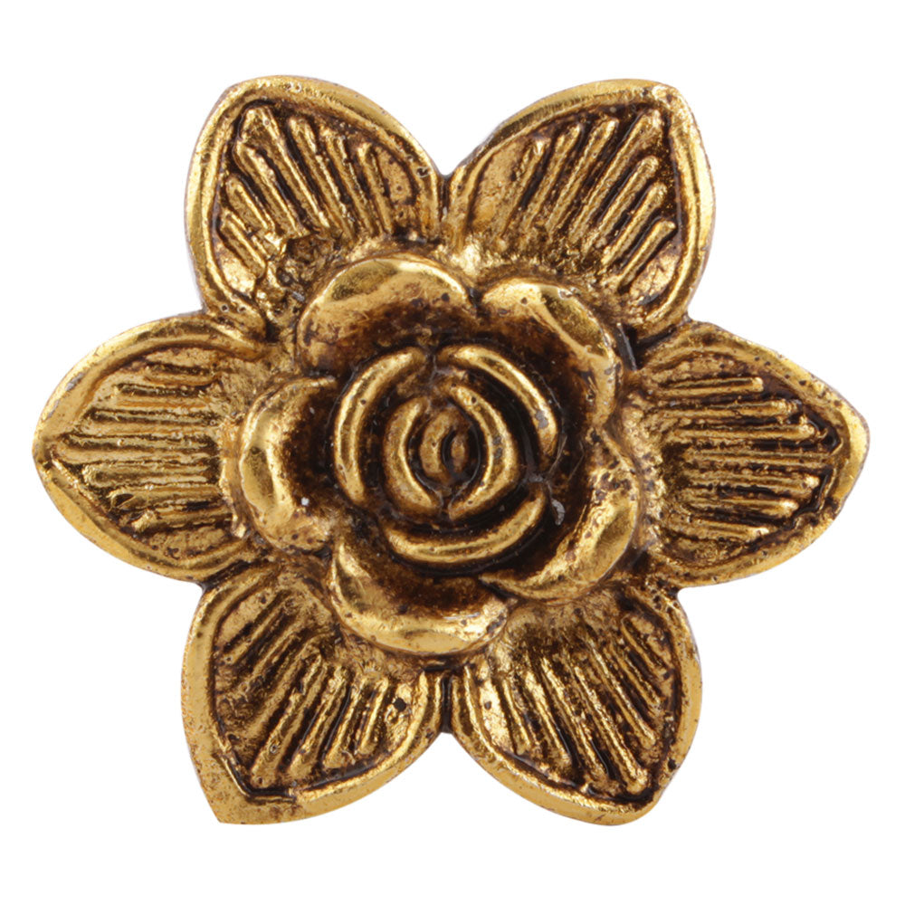 blomster rose formet knott til kommode skap gullfarget