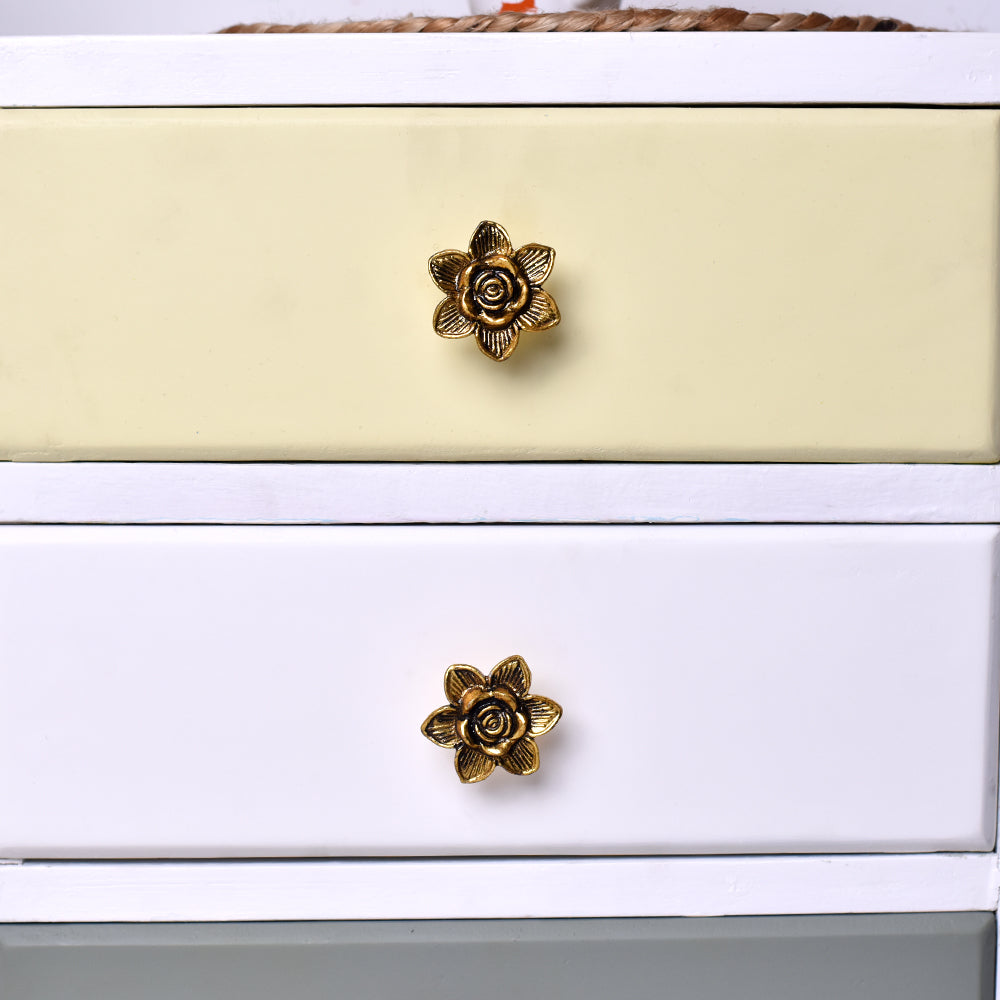 blomster rose formet knott til kommode skap gullfarget