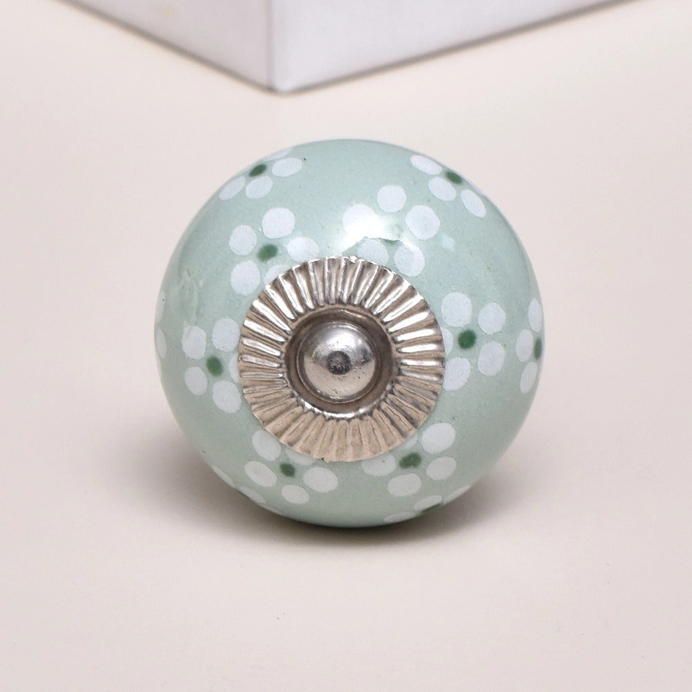 Knott Grønn m/Blomster - Ø3.8cm