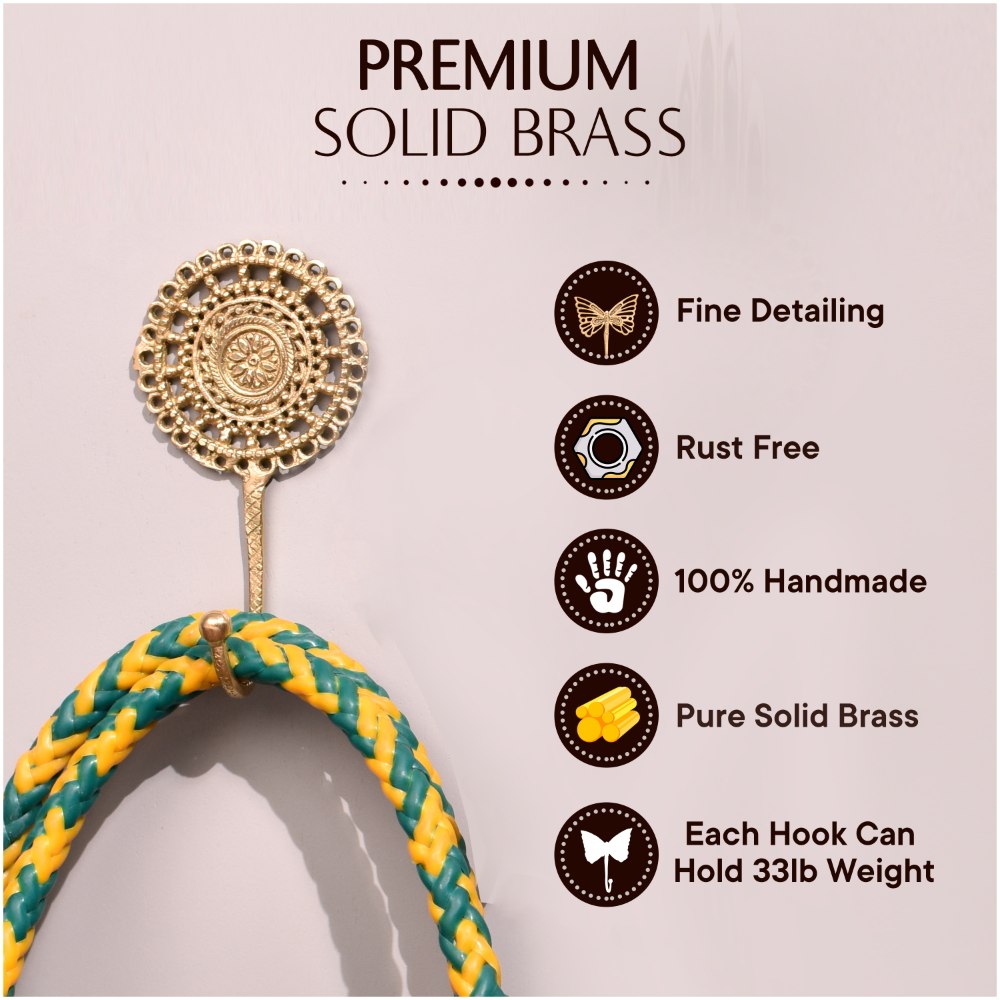 Knagg Gravert, Messing - 12cm