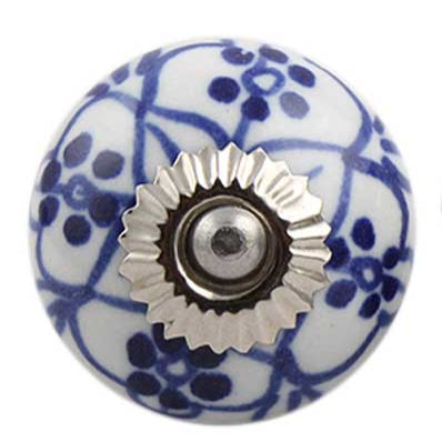 hvit keramikk knott emd blått mønster - klassisk
