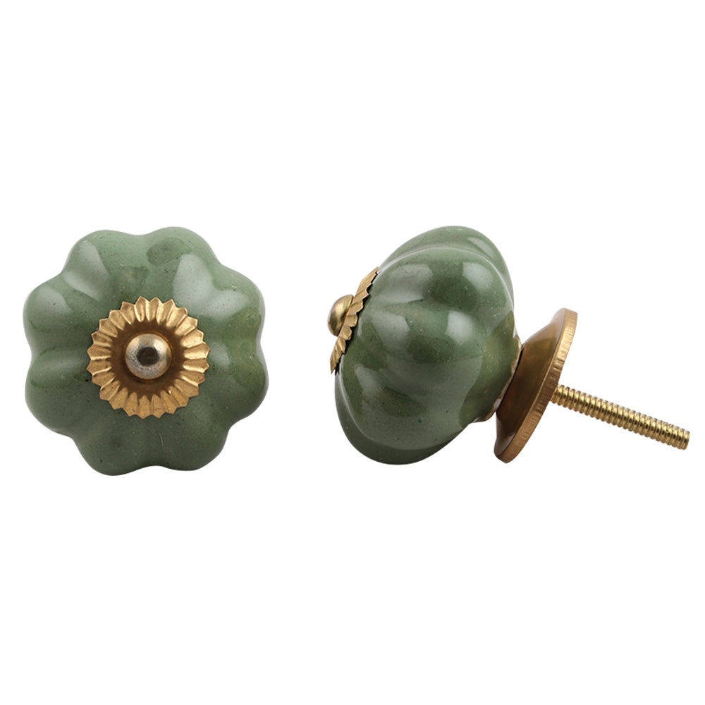 stor olivengrønn knott i keramikk