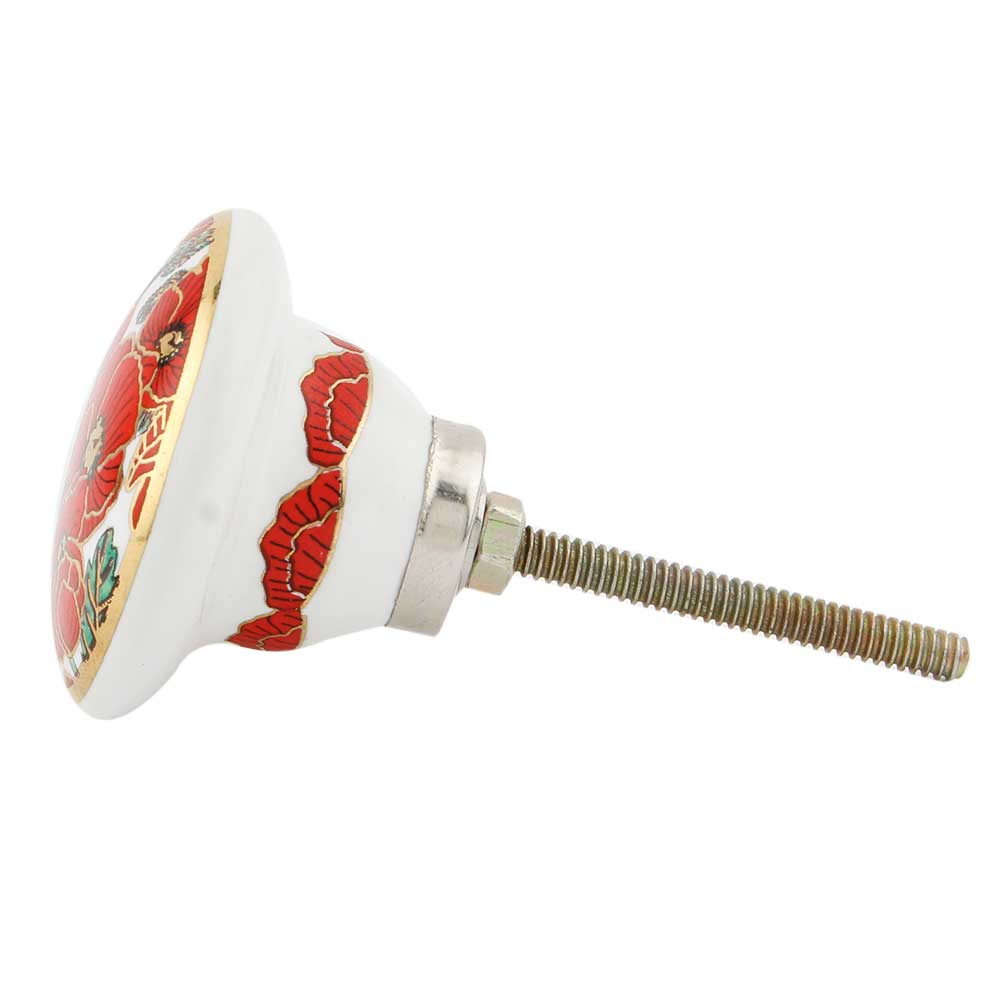 Knott Keramikk, Røde Blomster - 4,4cm