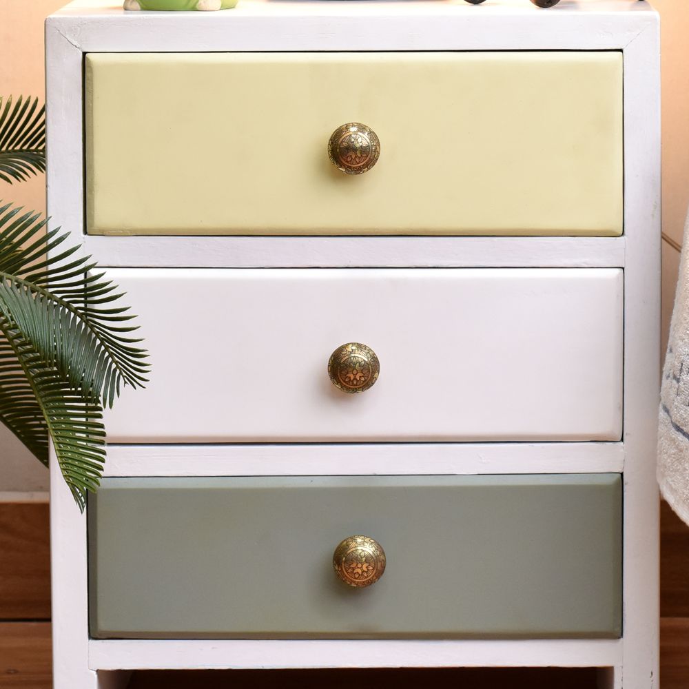 rund knott av messing - dekorert med blomstermønster