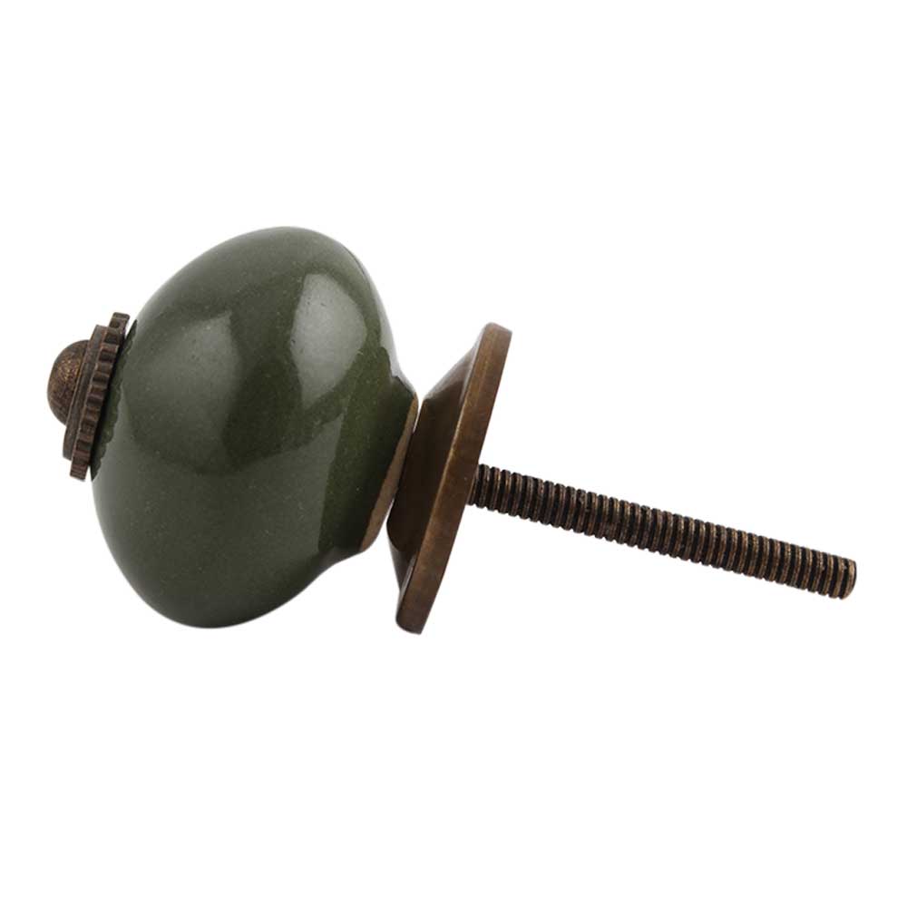 rund olivengrønn knott av keramikk porselensknott