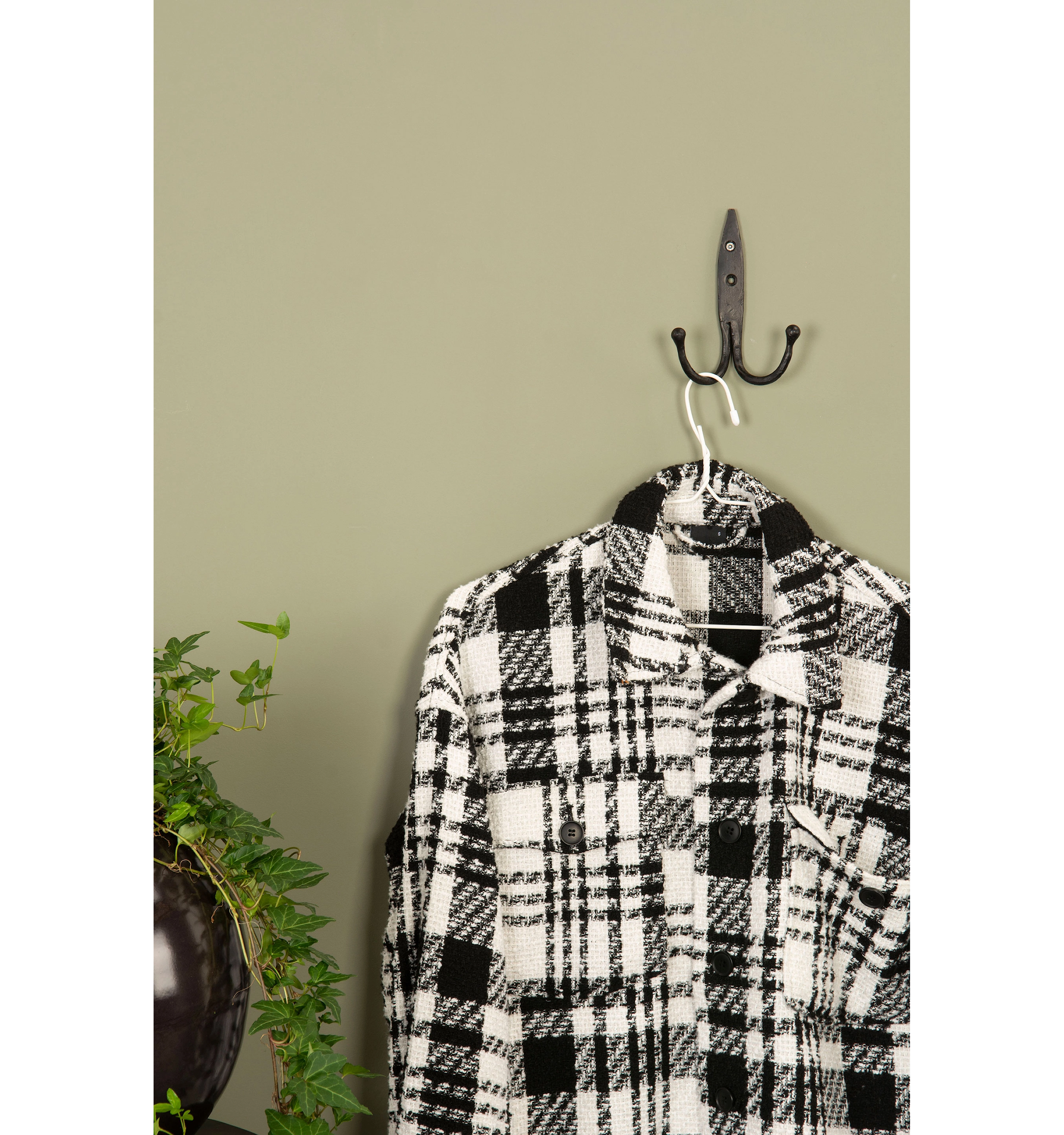 Dobbel Knagg, Svart - 16cm