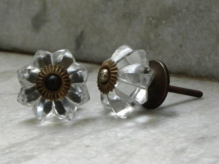 glassknott knott glass klar blomst antikk