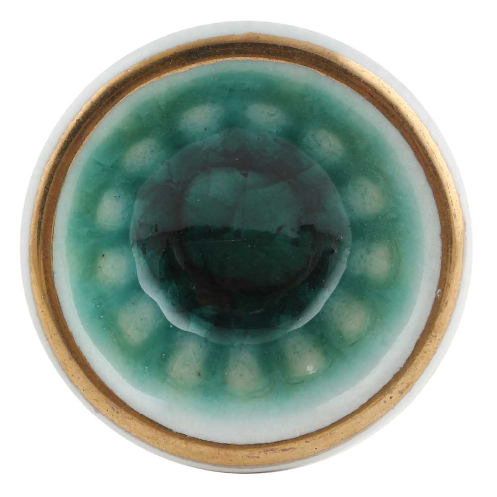 knott grønn gull hvit rund sjøgrønn porselen keramikk nettbutikk knotter billig
