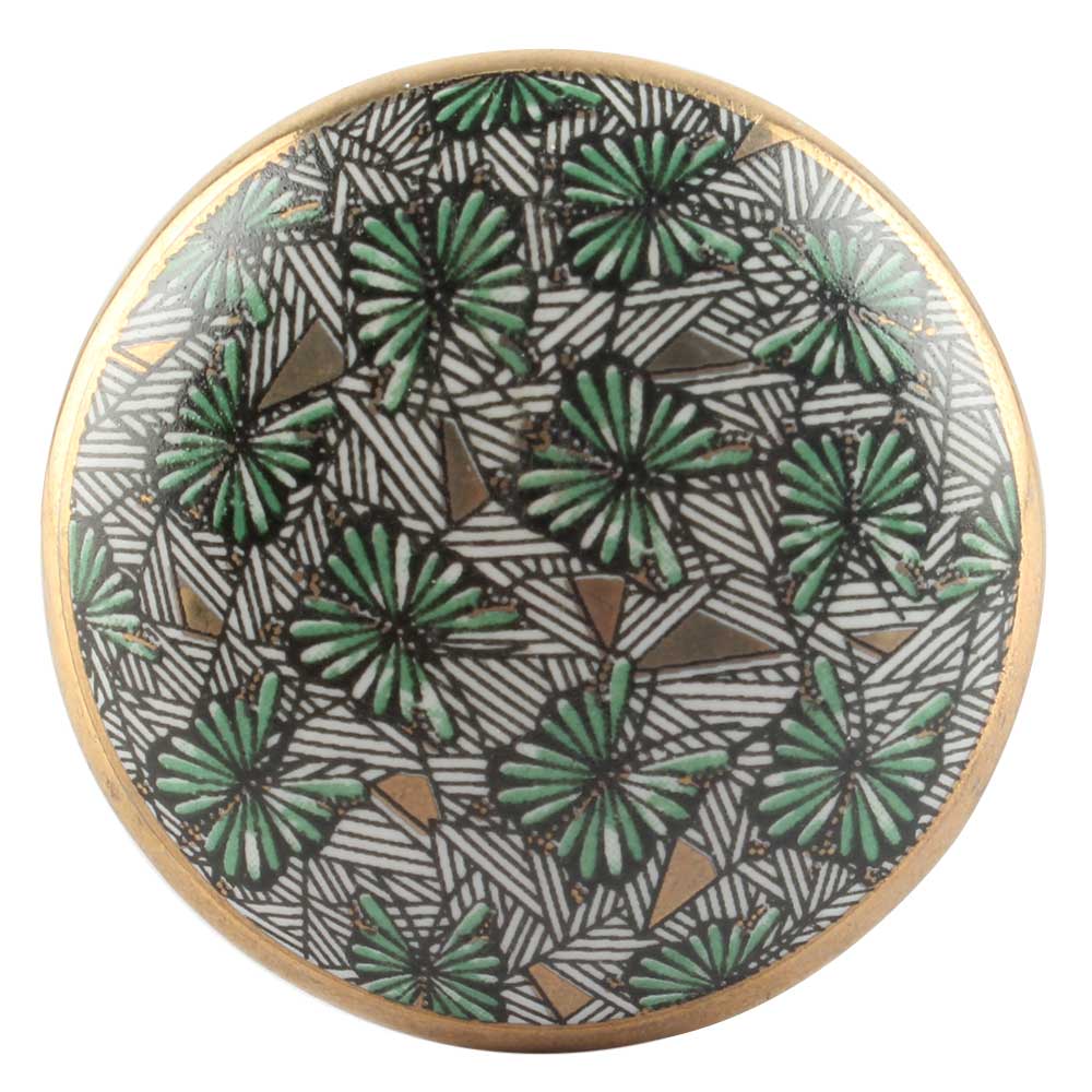 Knott, Grønn Mønstret Keramikk - 4,4cm