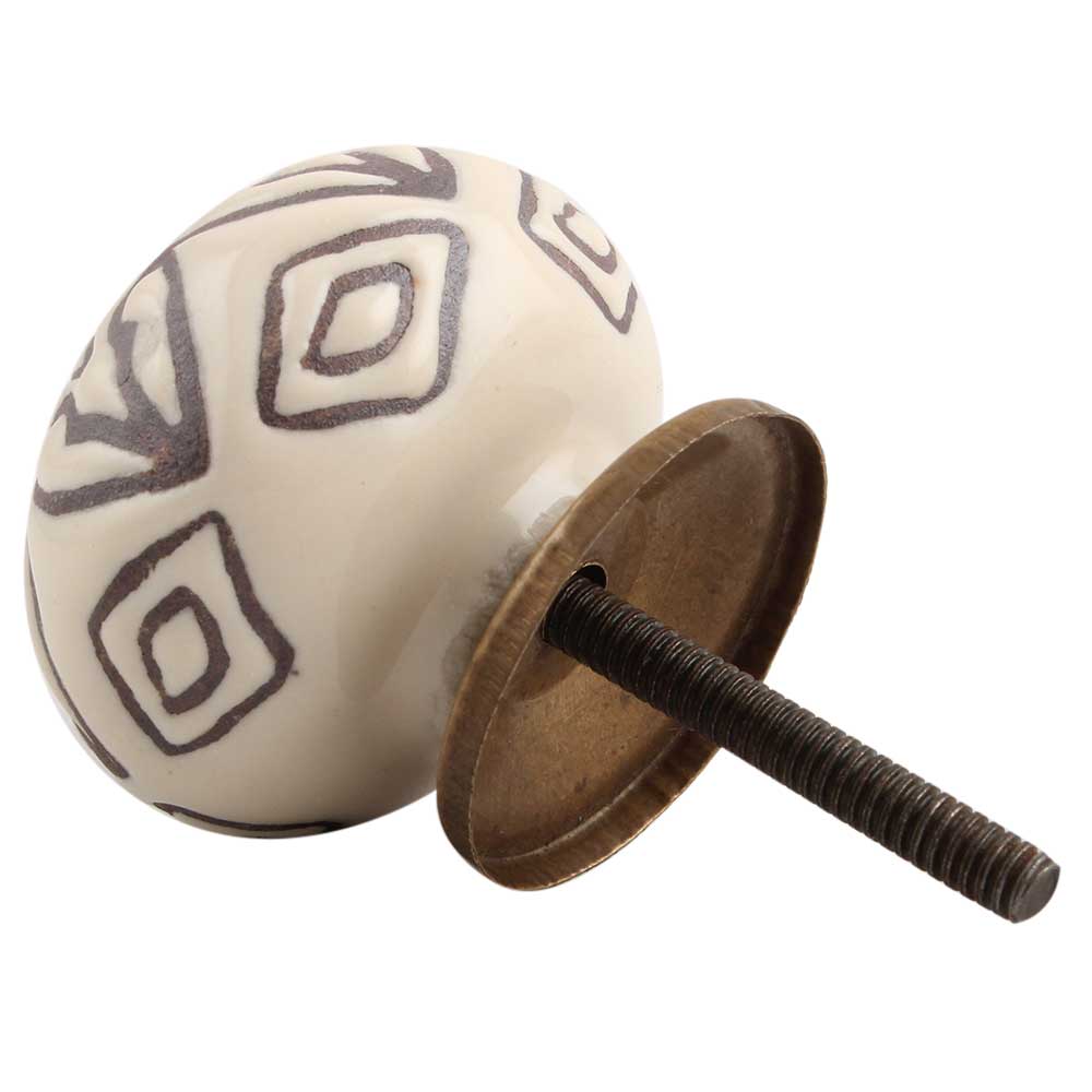 Knott Krem, Brun Blomst - 3,8cm