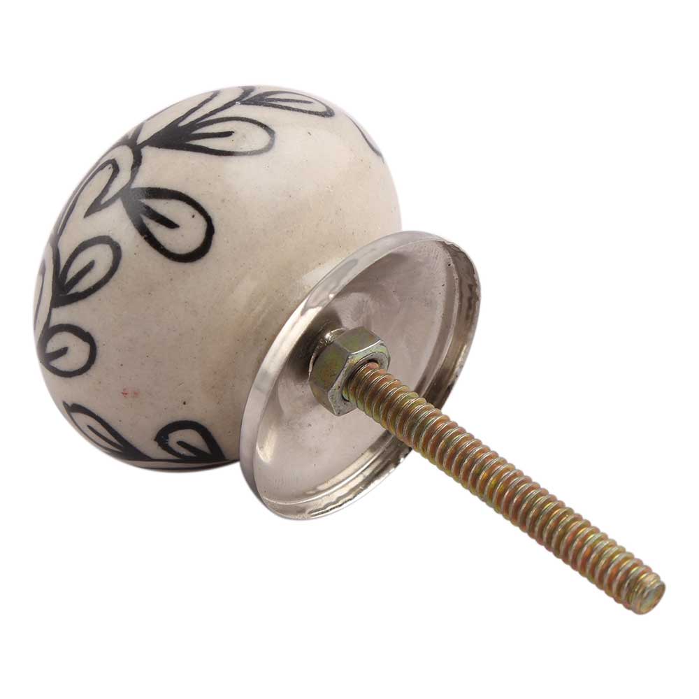 Knott, Krem m/Svart Mønster - 3,8cm