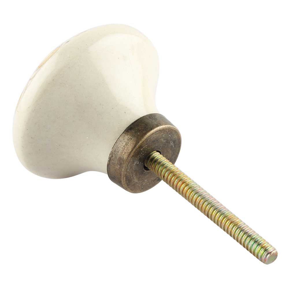 Knott, Kremfarget m/Gullmønster - 4,4cm