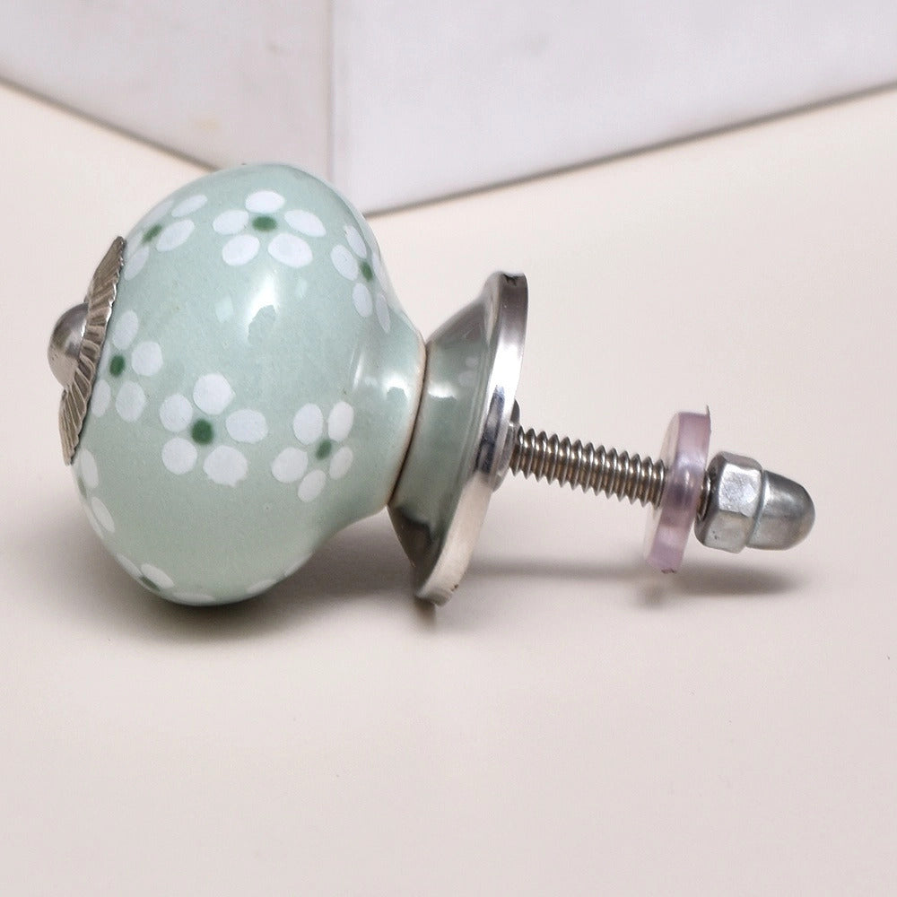 Knott Grønn m/Blomster - Ø3.8cm