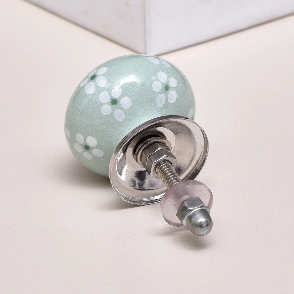Knott Grønn m/Blomster - Ø3.8cm