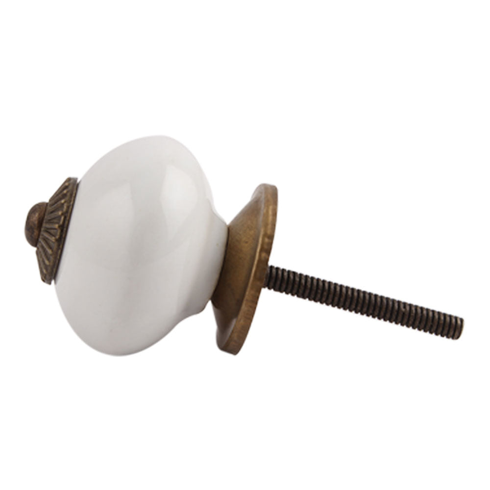 hvit keramikk knott med antikk brune detaljer