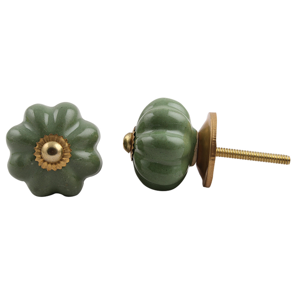 olivengrønn møbelknott av keramikk