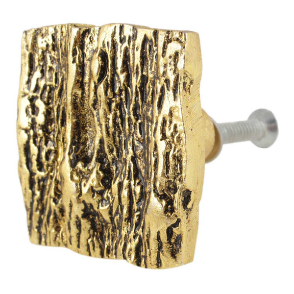 firkantet knott gull rustikk ru bark unik