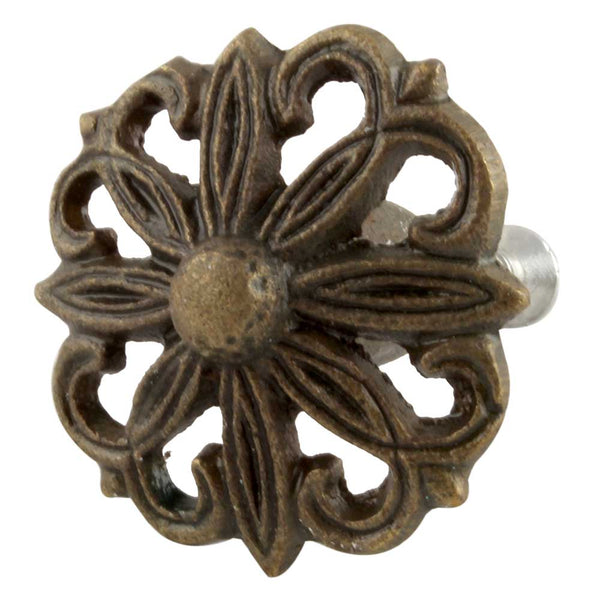 knott antikk gammeldags metall brun blomst nettbutikk knotter billig