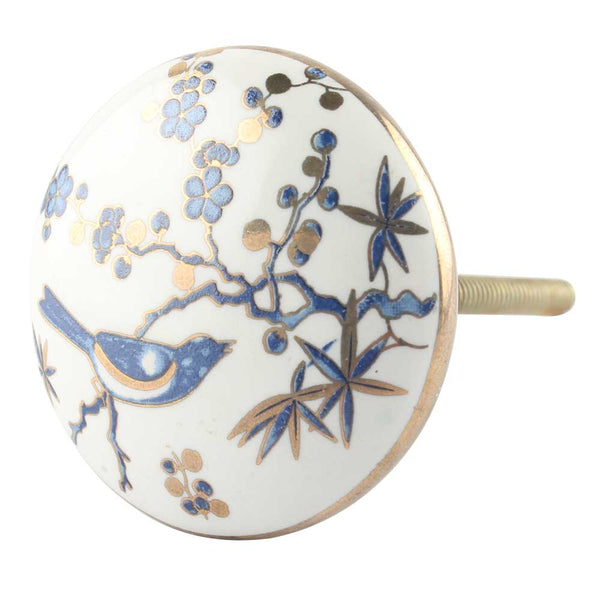 knott fugl blå gull keramikk porselen dekorert nettbutikk knotter